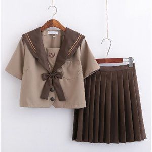 JK uniform skirt milk tea brown sailor suit studen